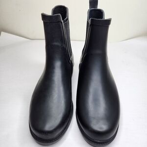 J. Crew Womens Chelsea Matte Black Pull On Ankle Rubber Rain Boots Sz 6